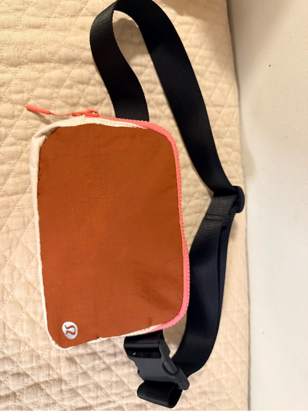 lululemon athletica Cream and Coral Crossbody Belt Bag
